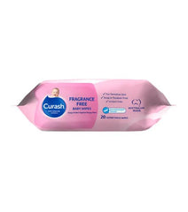 CURASH Fragrance Free Baby Wipes Travel Pack, 1x 20 wipes Baby Wipes Travel Pack,Fragrance Free Baby Wipes,Helps protect against nappy rash,Ideal for newborns,Irritant Free,issues,New Born Wipes,Paraben Free,Soap Free,Thick and soft cushion design