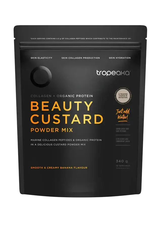 Tropeaka Beauty Custard - Worlds First! (340g) Beauty Custard,Custard,daily beauty solution,delicious dessert-style custard,dessert-style custard,healthy weight management,issues,marine collagen,Marine Collagen Peptide,Muscle toning,organic pea protein,re