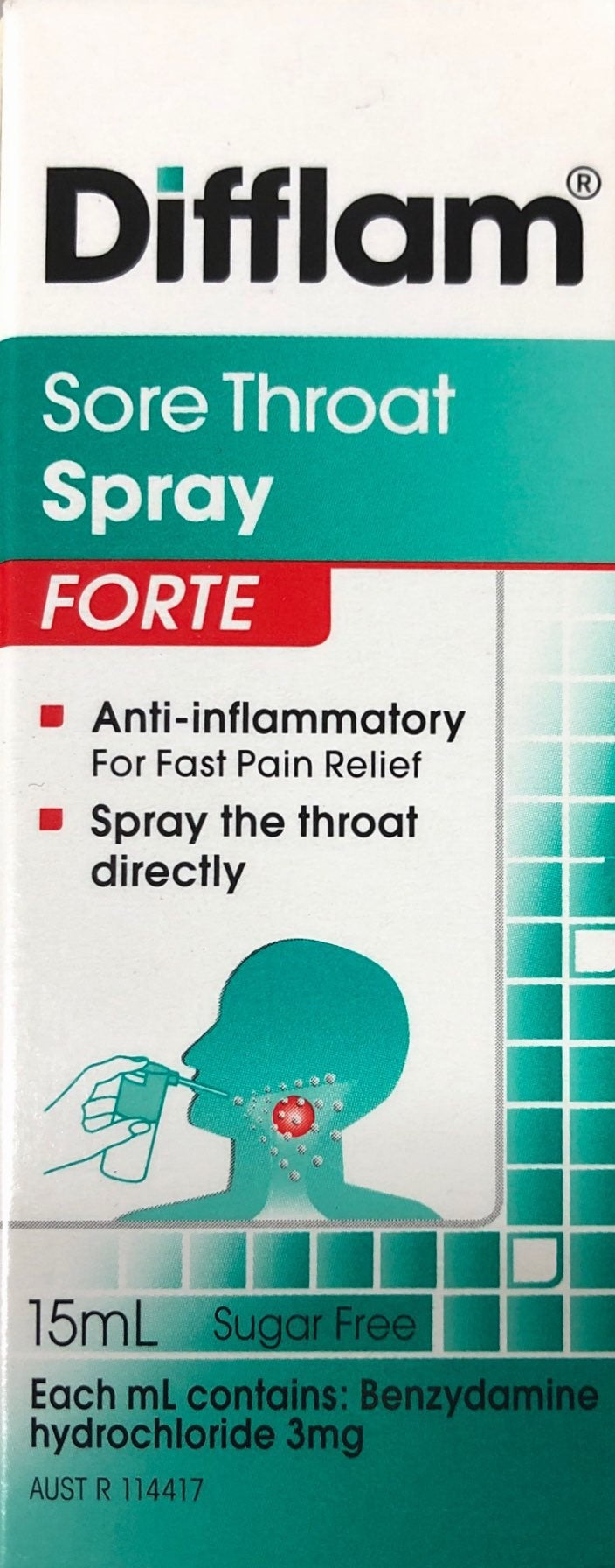 Difflam Throat Spray FORTE 15ML - Fast Relief for Sore Throat Difflam Throat Spray,fast acting throat spray,optimized,pain relief spray,sore throat relief,throat spray forte
