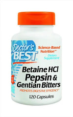 Doctor's Best Betaine HCL Pepsin Supplement with Gentian Bitters 120 Caps Betaine HCL,Digestive Health,Gentian Bitters,google,optimized,Pepsin Supplement