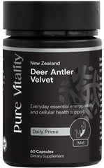 Pure Vitality Velvet Daily Prime 60C 250mg Brain and immune system support,Cellular health,energy,issues,Joint health and mobility support,Muscular recovery,Strength and endurance support,Stress support,Vitality and wellbeing support