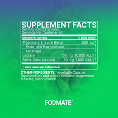Microbiome Labs FODMATE 120 Capsules supplement facts