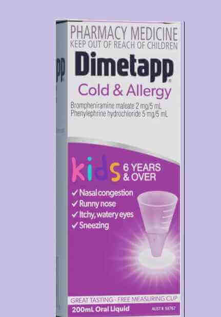 Dimetapp Cold And Allergy Kids 6+Yrs 200ml (Pharmacy Medicine) Baby blocked nose,Baby Nasal Congestion,blocked nose,Blocked Nose for Kids,Blocked/runny nose,congestion of the Sinus,flight blocked nose,Kids Nasal Congestion,Nasal and sinus congestion,nasal
