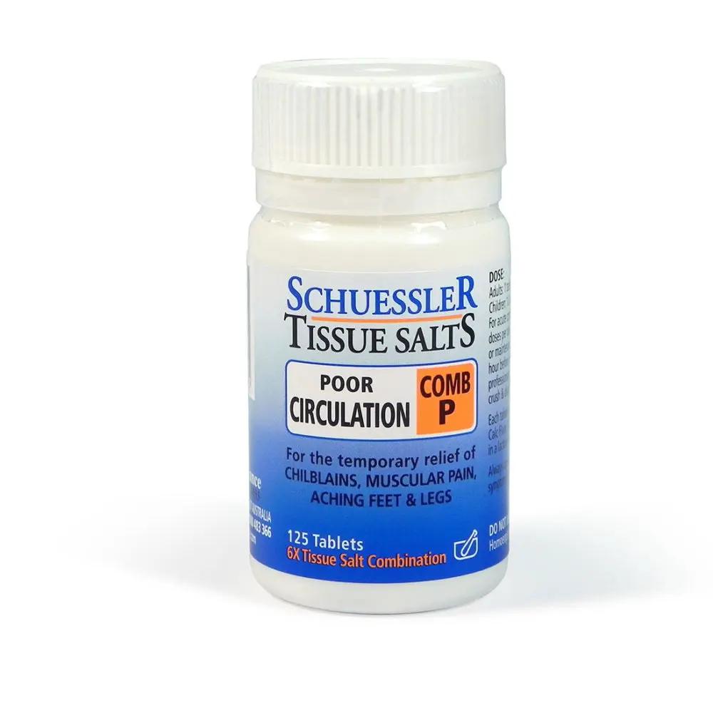 Schuessler Tissue Salts 125 Tablets – Comb P all day,assist with,chilblains,Comb P,Combination P,issues,Poor circulation,Schuessler,standing still,tablets,Tags: aching feet,tired legs,tissue salts