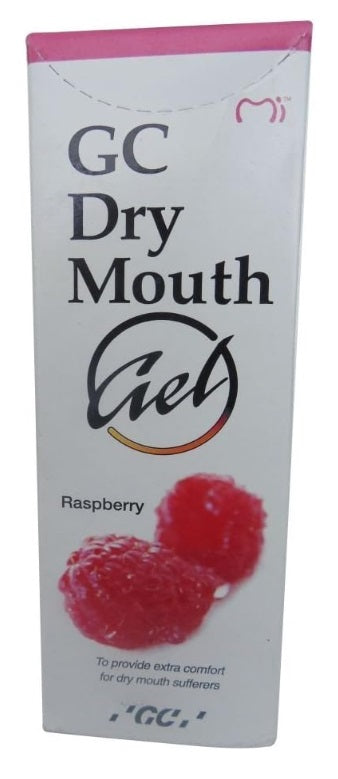 GC Dry Mouth Gel - Raspberry denture wearers,Dry Mouth Gel,easy to use,issues,Neutral pH,Pleasant taste,Rasberry Flavour,Safe to swallow,Simple finger application