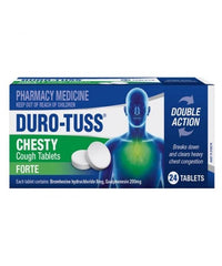 DUROTUSS CHESTY TABLETS FORTE 24 chesty,chesty cough,codral,cough,expectorant,issues,mucous,phlegm