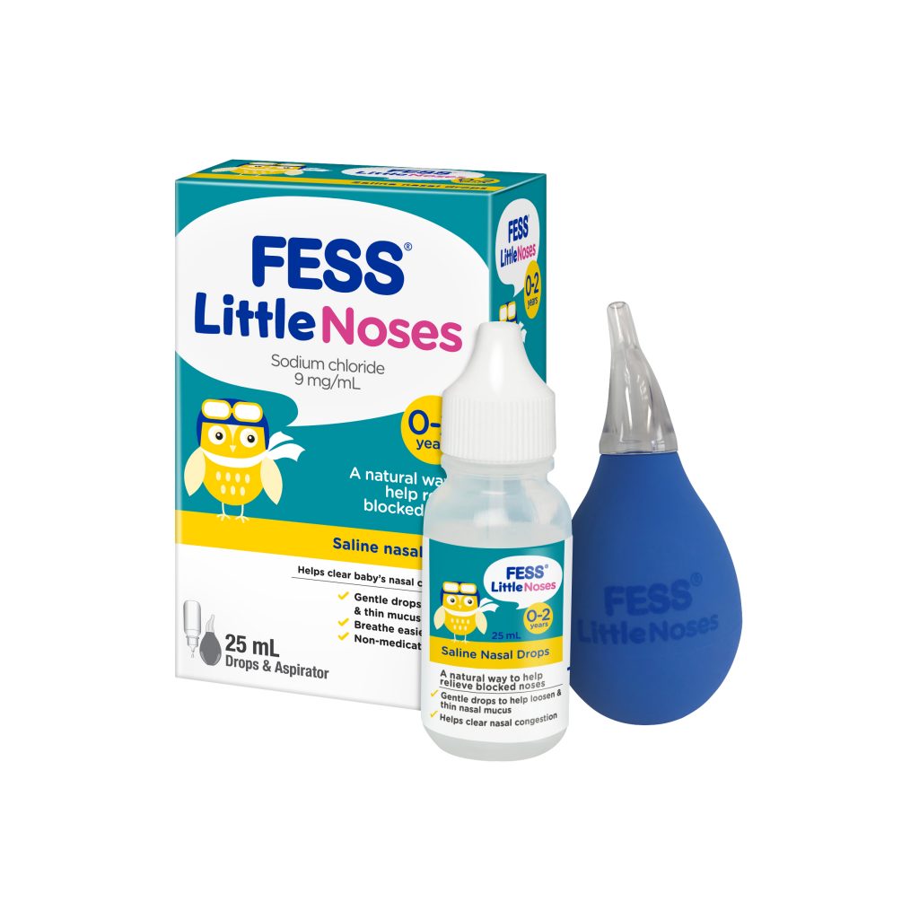 Fess Little Noses Saline Nose Drops +Aspirator 25ml aspirator,blocked nose,issues,nasal congestion,nasal suction,saline