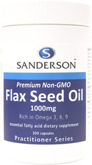Sanderson Premium Organic Non-GMO Flax Seed Oil 1000mg 300 Capsules
