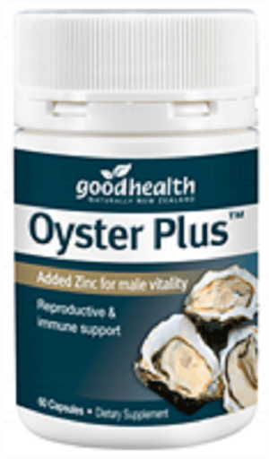 Good Health Oyster Plus Capsules 60, oyster supplement capsules with added Zinc for male vitality.