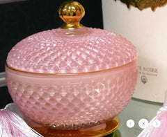 Cote Noire Pink Round Art Deco Candle With Tassel Candle With Tassel,issues,Pink Round Art Deco Candle With Tassel