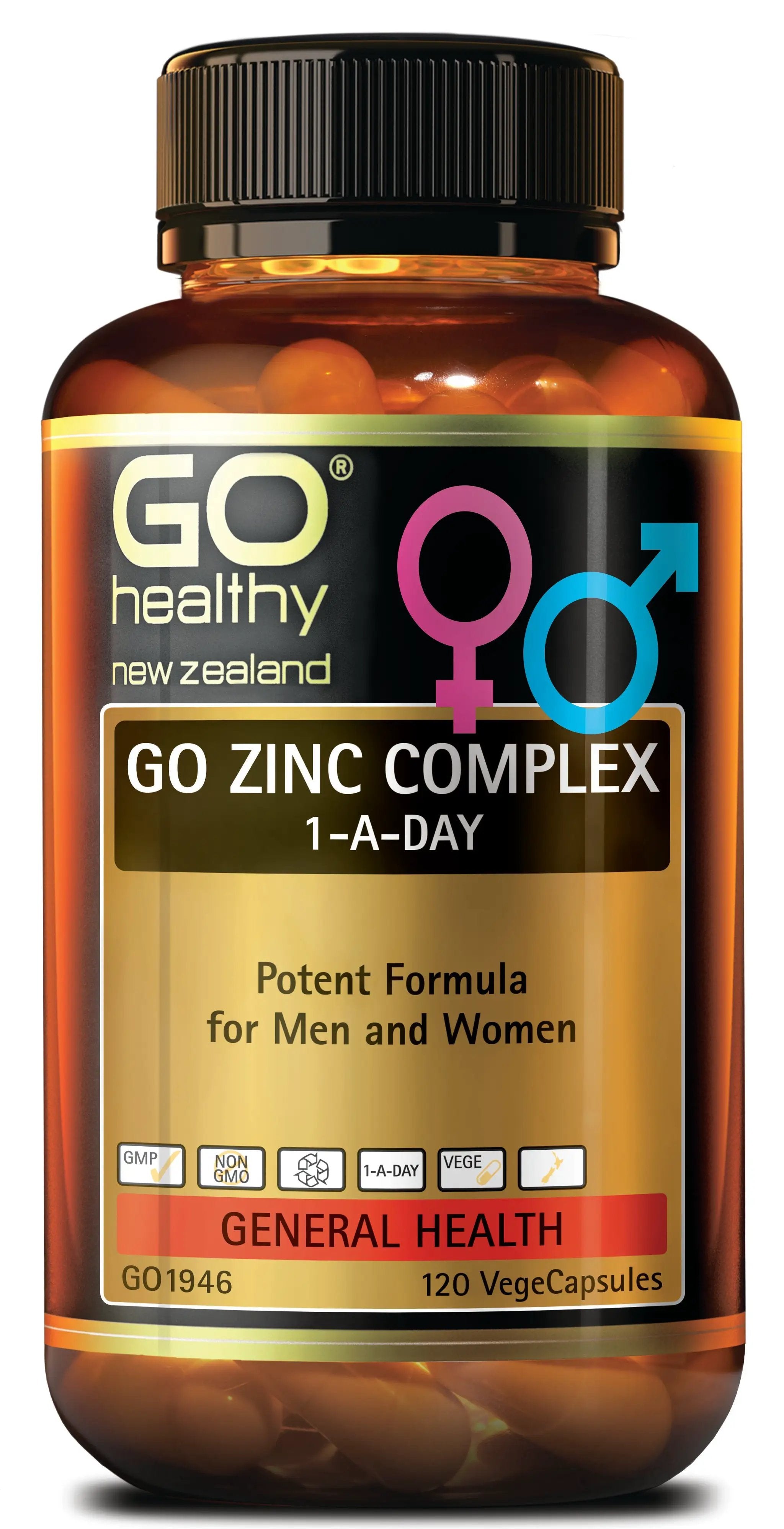 Go Healthy Go Zinc Complex 1-A-Day 120 capsules go healthy,immunity,issues,zinc