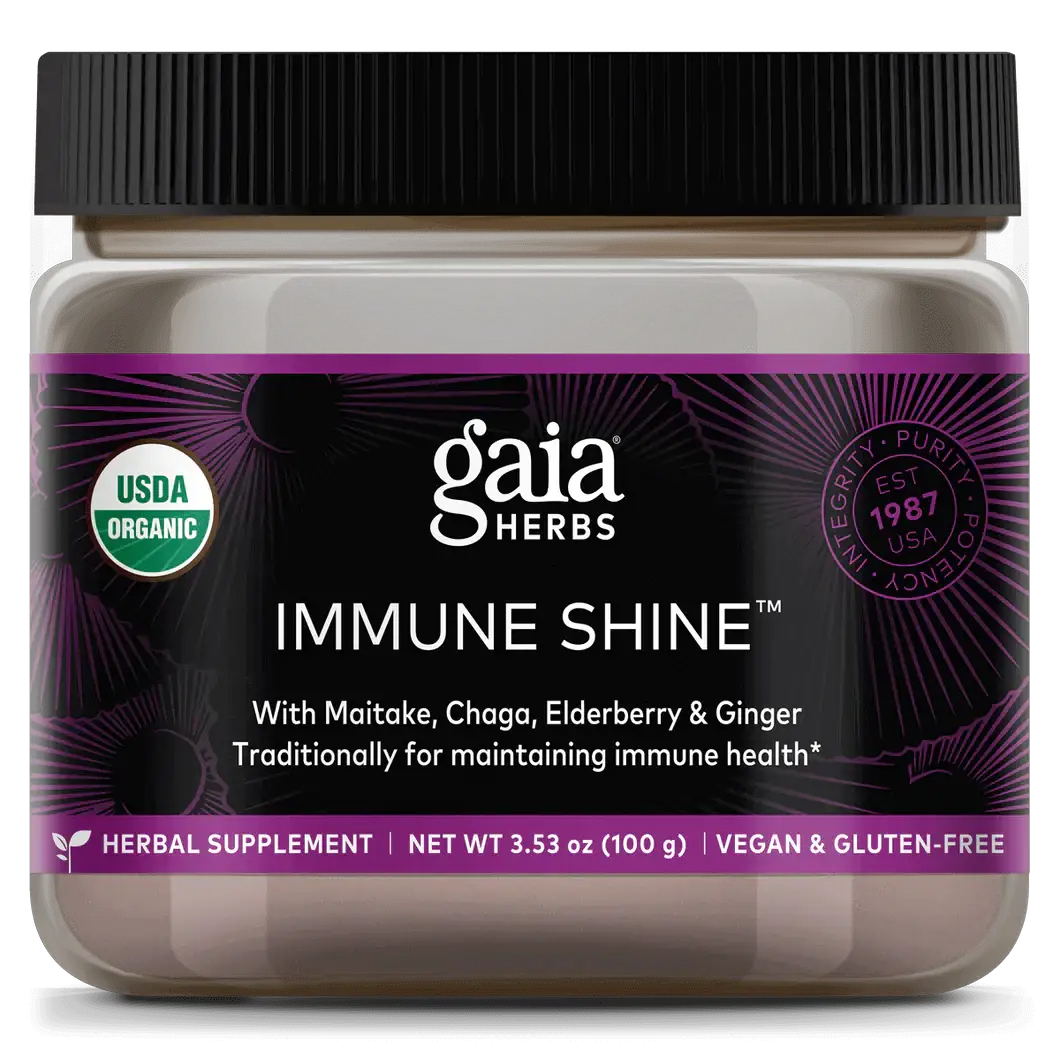 Gaia Herbs Immune Shine 100gm Chaga,Elderberry & Ginger traditionally for maintaining good health*,gaia herbs,gaia Immune Shine 100gm,issues,Maitake