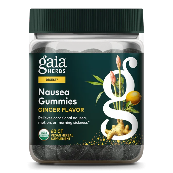 Gaia Herbs Nausea Gummies 60 Gummies | Nausea & Motion Sickness Relief