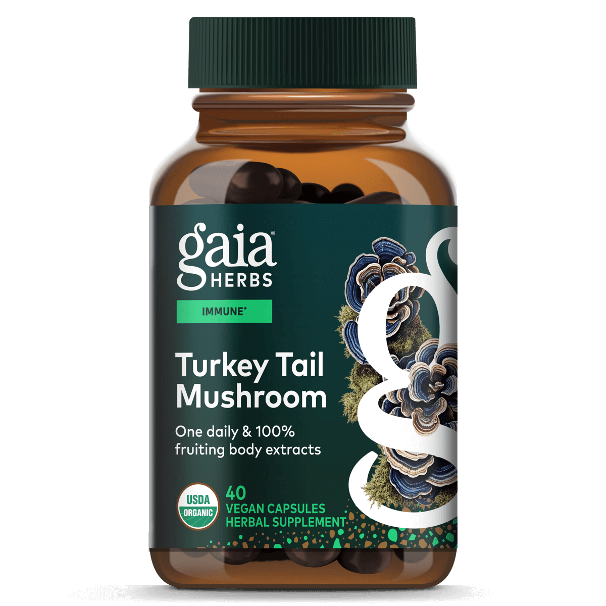 Gaia Herbs Turkey Tail Mushroom 40 Veggie Caps