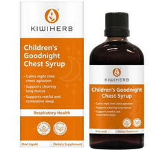 Kiwiherb Children's Goodnight Chest Syrup Calms tickly airways,Chest Care,chest syrup,Children's Goodnight Chest Syrup,Dry Chest Agitation,Encourages Restful Sleep,Goodnight Chest Syrup,issues,lung mucus,restful sleep,Soothes repeated,stubborn lung mucus,