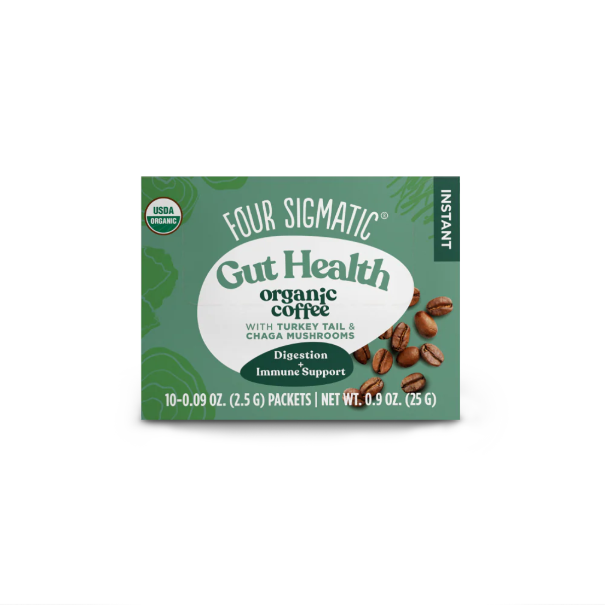 Four Sigmatic Gut Health Organic Instant Coffee 10 sachets box