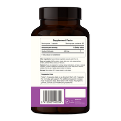 Gutsi Gut Barrier Builder back label — key benefits, directions and ingredients