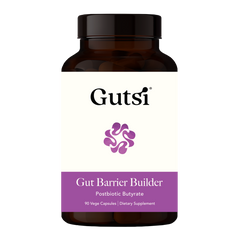 Gutsi Gut Barrier Builder 90 Capsules front label — Sodium Butyrate 400mg postbiotic supplement