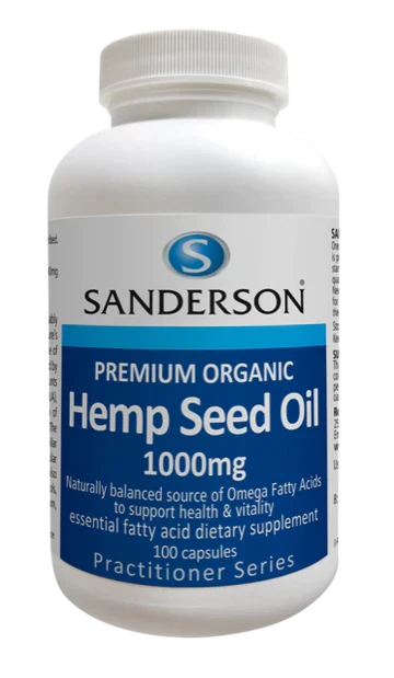 Sanderson Premium Organic Hemp Seed Oil 1000mg 100 Capsules