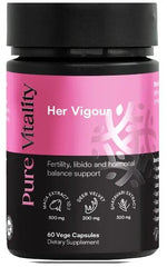 Pure Vitality Her Vigour 700mg 60VC anti-aging,bone strength,energy and vitality,energy levels,energy levels energy and vitality,fertility,healthy fertility,healthy hormonal balance,healthy immune system,healthy mood,healthy stress levels,high strength,Hi