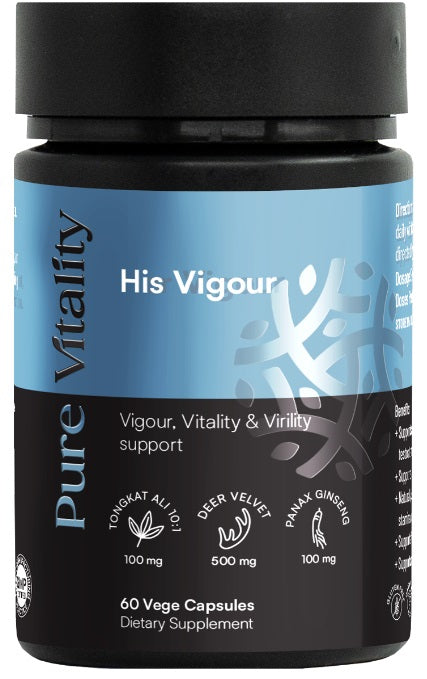 Pure Vitality His Vigour 700mg 60VC anti-aging,bone strength,energy and vitality,google,healthy fertility,healthy immune system,healthy stress levels,healthy testosterone levels,high strength,High strength immune support,injury support,issues,joint health
