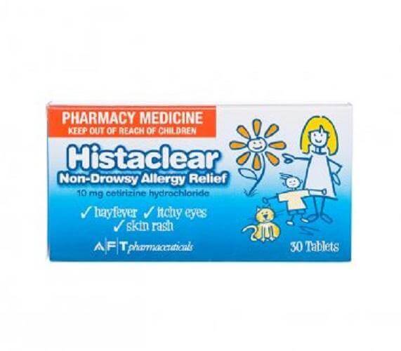 Histaclear 10 mg 30 tablets allergies,cetirizine,hay fever,histclear,issues,pollen