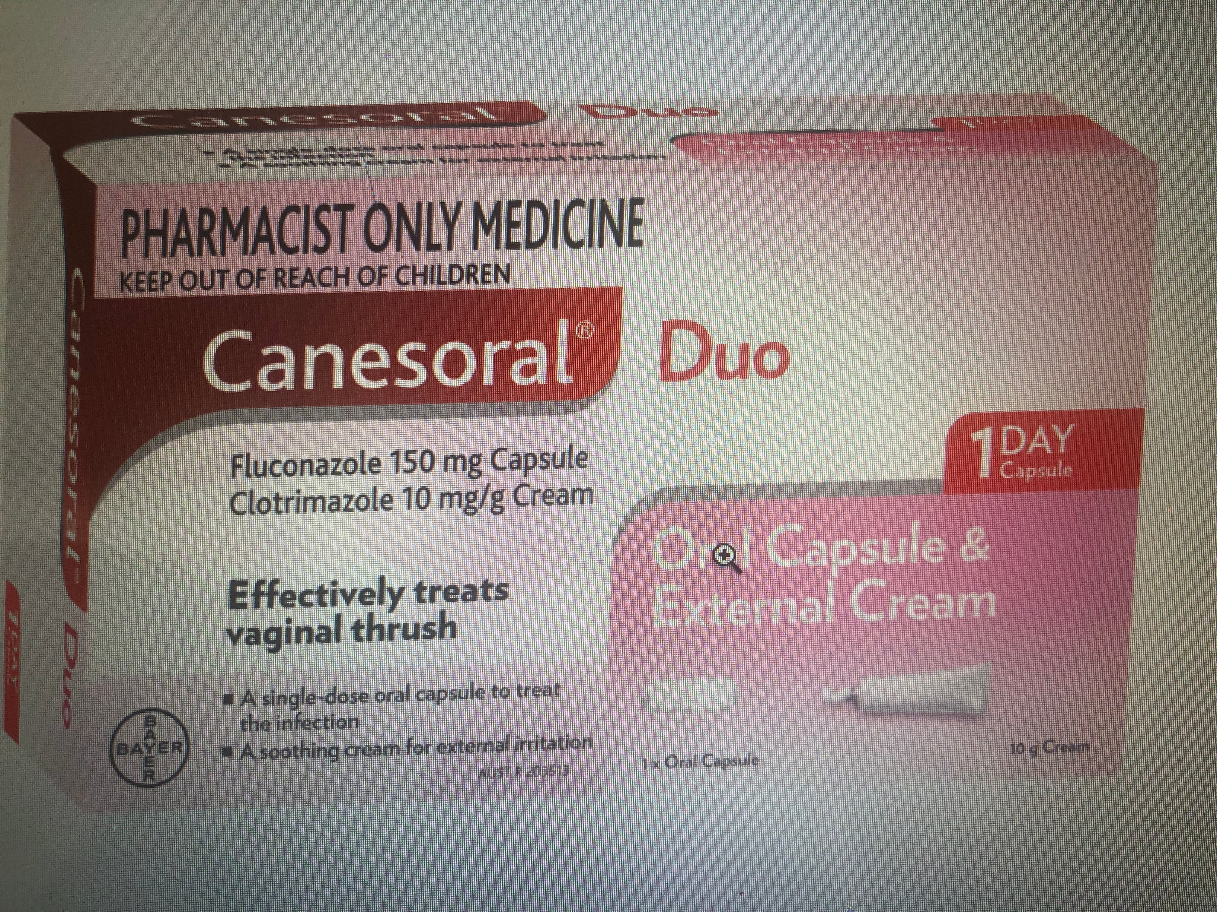 CanesOral Duo Oral Capsule + External Cream - Pharmacist Only Medicine burning while urinating,issues,itching,pain while urinating,sore,thrush,vaginal thrush