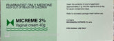 Micreme Vaginal Cream 2% 40g Pharmacist Only Medicine Qty 1 Restriction issues,micreme vaginal cream,vaginal candidiasis,vaginal fungal infections