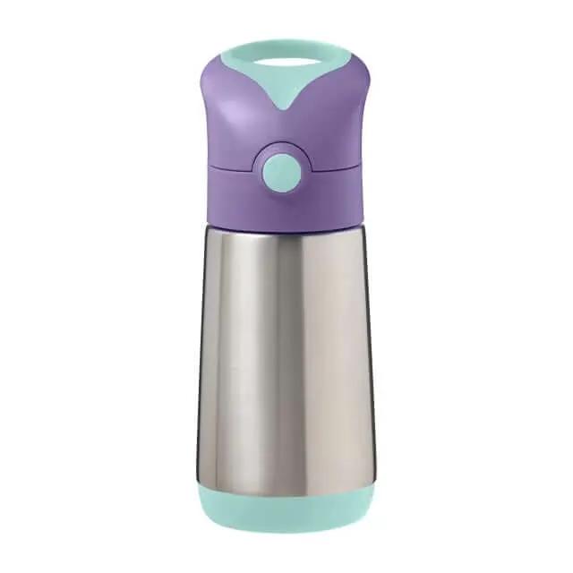B.BOX Insulated Drink Bottle 350 Lilac Pop Drink Bottle,Insulated Drink Bottle,Insulating double wall stainless stee,Silicone straw top bottle,water bottle