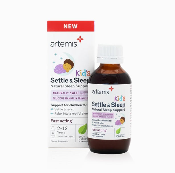 ARTEMIS KIDS SETTLE& SLEEP 100ML Calm busy minds,issues,Relax active bodies,Resettle children,restorative sleep,Settle the nervous system,Wake feeling refreshed