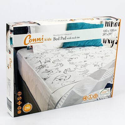Conni Kids Bed Pad With Tuck In 1mx1m bed pad,bedwetting holds,Holds Fluids,issues,Kids Bed Pad,Kids Standard Bed Pad
