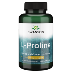 Swanson – L-Proline 500mg 100C amino acid,amino acid supplement,issues,L-Proline,Maintains muscle and connective tissue health