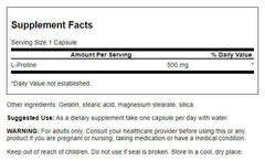 Swanson – L-Proline 500mg 100C amino acid,amino acid supplement,issues,L-Proline,Maintains muscle and connective tissue health
