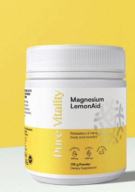 Pure Vitality Magnesium LemonAid anti-aging,bone strength,Elemental Magnesium,energy levels energy and vitality,fertility,gut health,healthy fertility,healthy hormonal balance,healthy immune system,healthy mood,healthy stress levels,high strength,High str