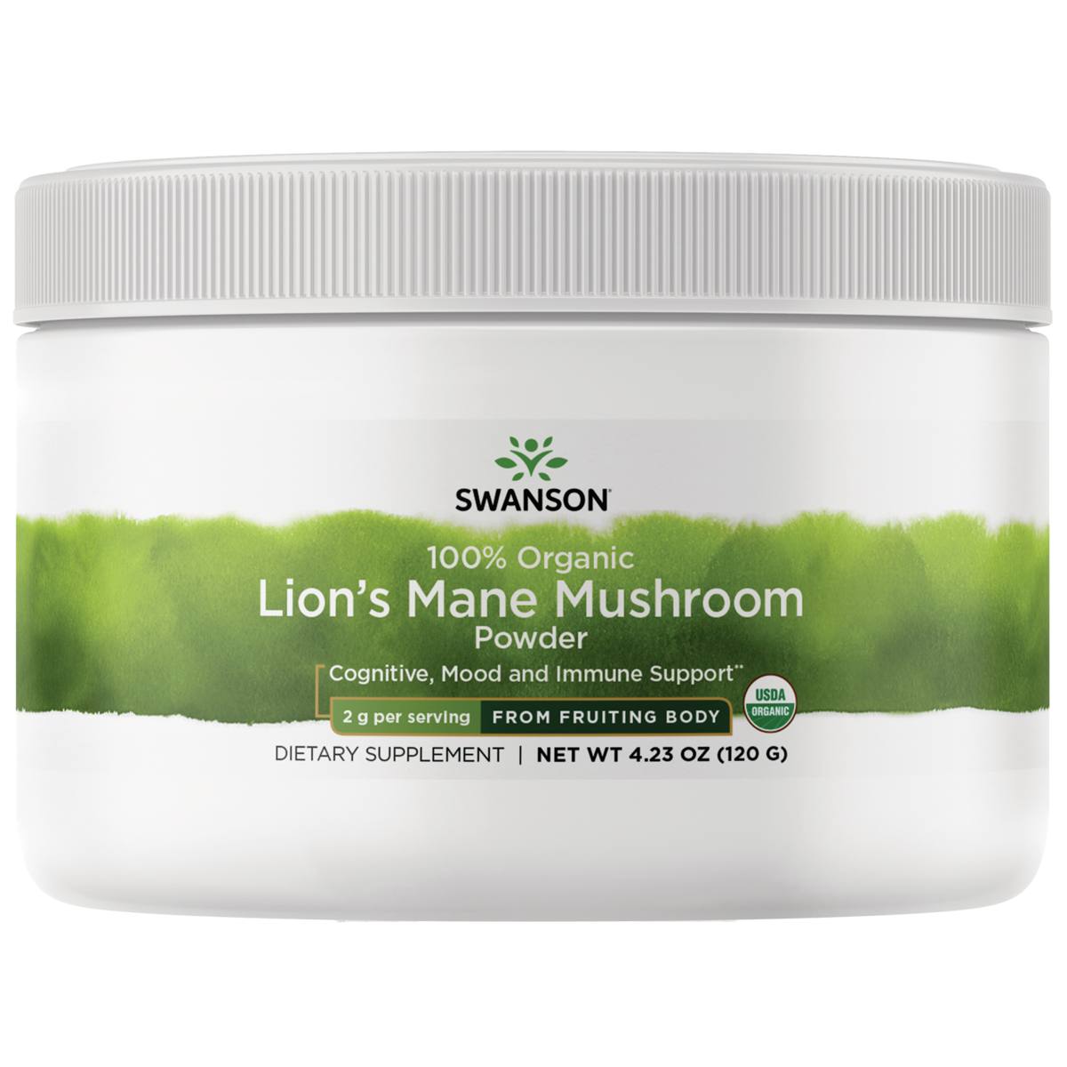 Swanson Lion's Mane Mushroom Powder Organic 2000mg 120g