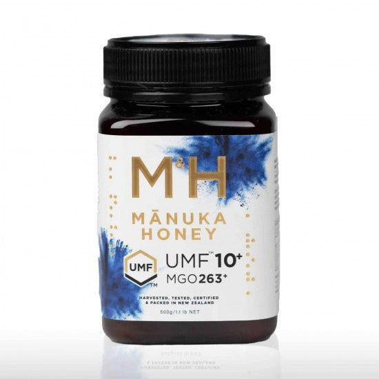 M&H UMF 10+ Manuka Honey 500g digestive,food,immunity,issues,skin