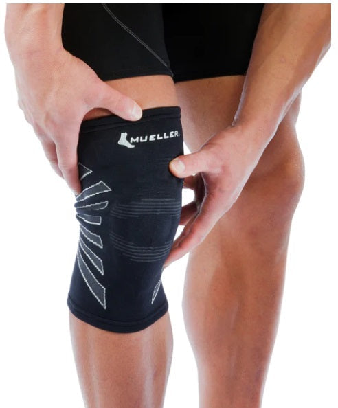Mueller Omniforce Knee Support K-300 arthritic knee joints.,gel buttress,injured,issues,kneecap.,prevent slipping and bunching,Provide support to weak,unique knit fabric