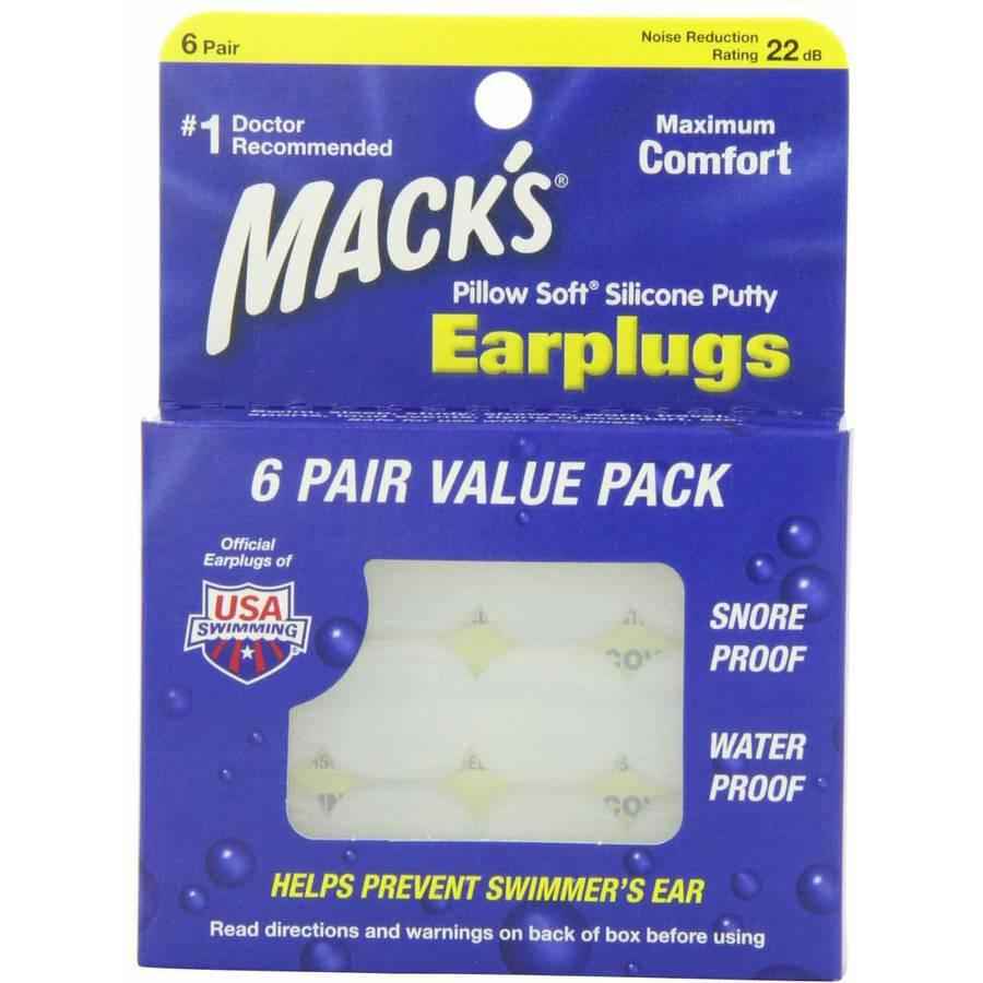 Macks silicone ear plugs in a 6 pair value pack, offering maximum comfort and effective noise reduction.