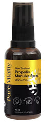 Pure Vitality Propolis Manuka Spray 30ml MGO 600+ anti-aging,bioflavonoids,bone strength,energy levels energy and vitality,fertility,google,healthy fertility,healthy hormonal balance,healthy immune system,healthy mood,healthy stress levels,high strength,H