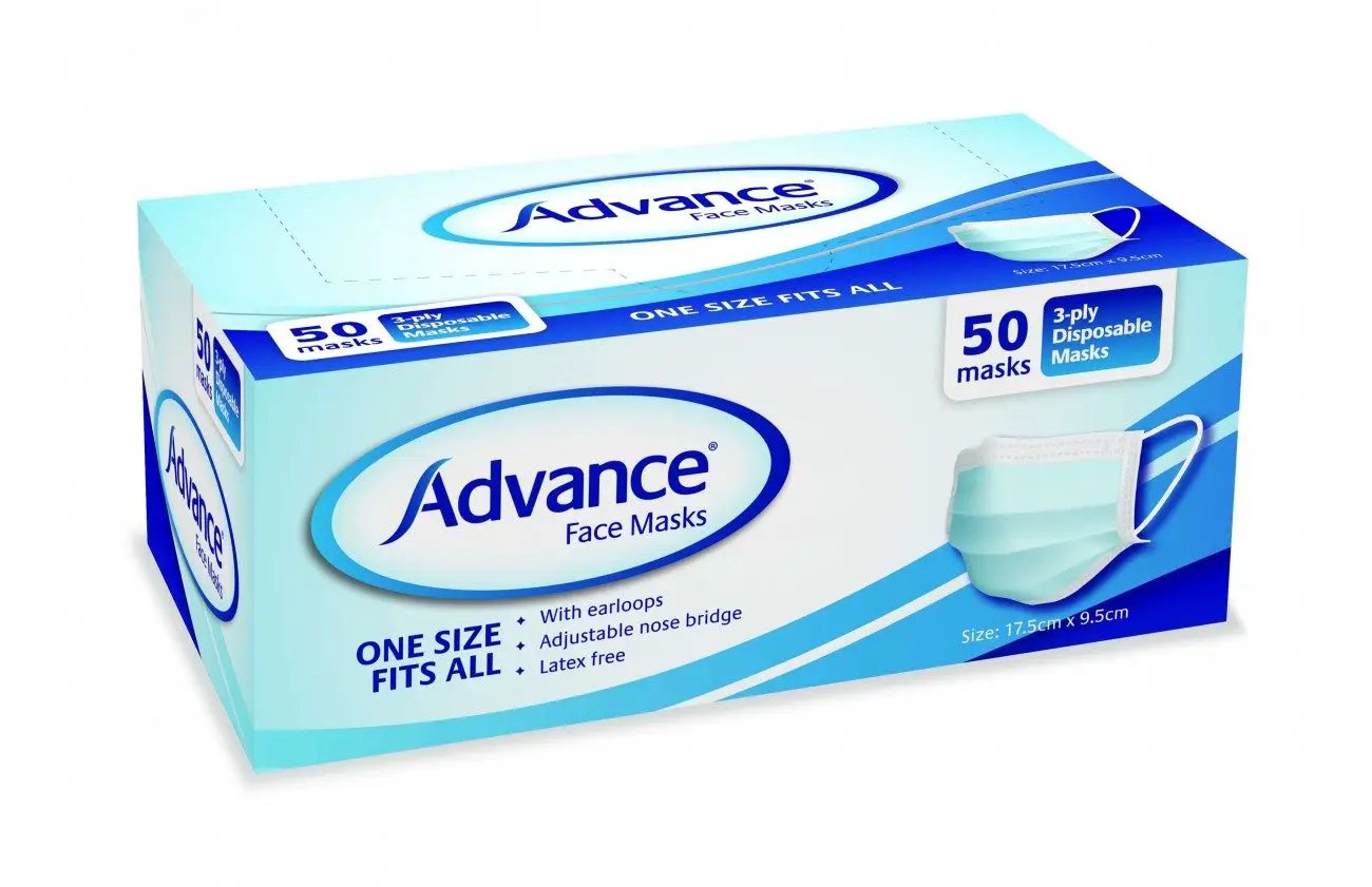 Advance® Hypoallergenic Medical Surgical Face mask with Ear loops, Type IIR Medical Grade 3 Ply Type IIR,disposable surgical mask,excellent breathability,Hypoallergenic,issues,Non Fluid Resistant,One size fits all