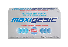 Maxigesic 50 Tablets Qty restriction (2) applies fever,issues,maxigesic,nurofen,pain,pain and fever,panadol