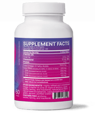 MegaMarine gut-specific fish oil product bottle showing supplement facts and serving details.