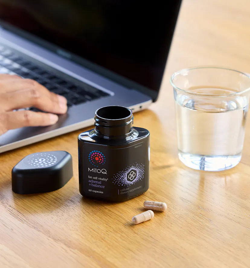 Mitoq +Adrenal Balance 60 Caps anti-stress herbal tea,Antioxidants Blood Sugar Brain & Cognition Children's Health Detoxification Energy Mood & Sleep Stress Vitamins,Antioxidants Bone & Joint Cardiovascular Children's Health Dental Immune Mood & Sleep Str