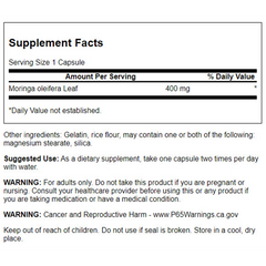 Swanson Moringa Oleifera Energy And Immune Capsules (400 Mg, 60 Count)