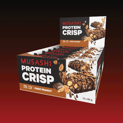 Musashi Protein Crisp Bar Choc Peanut Box 12 x 60g – High Protein Snack Bar