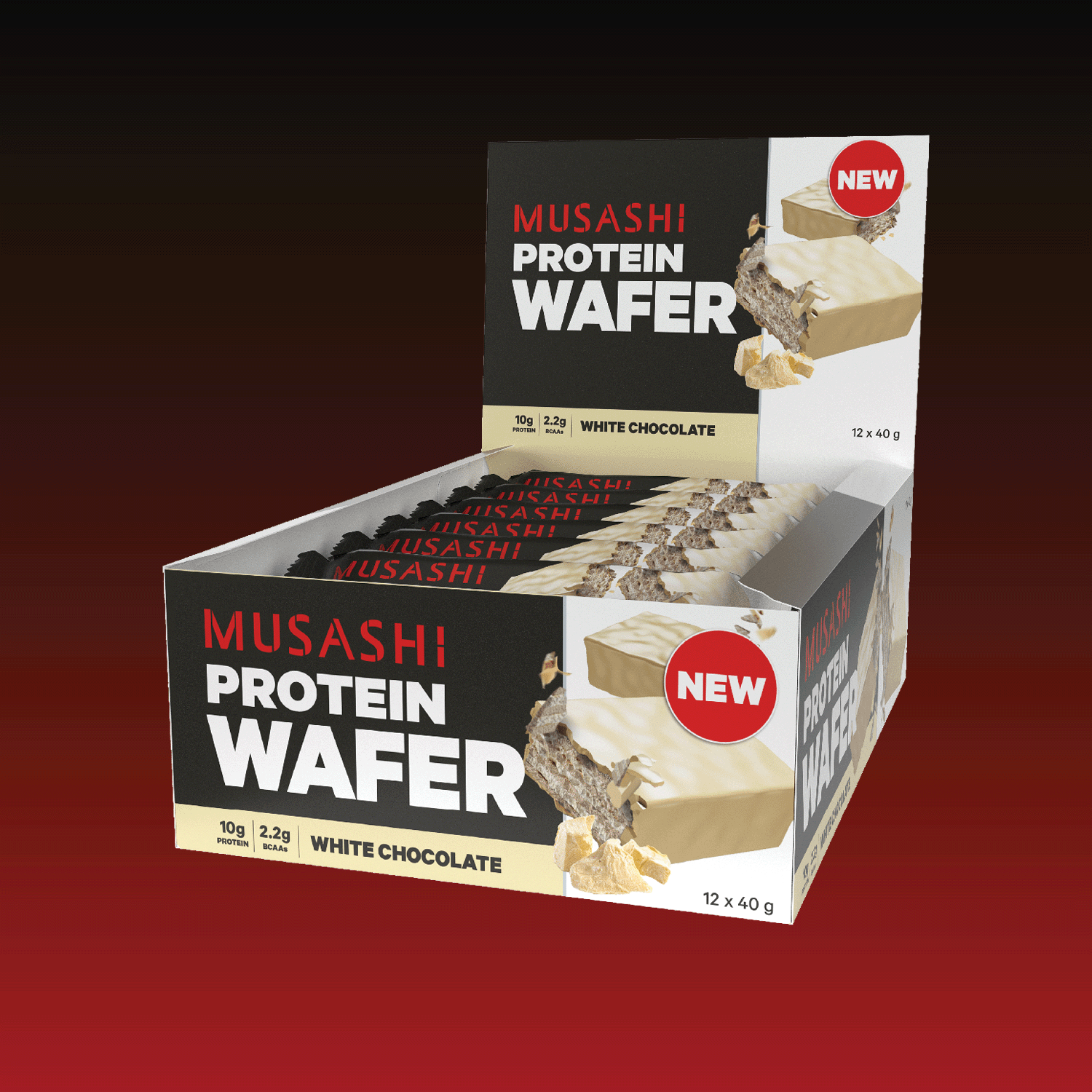 Musashi Protein Wafer White Chocolate Box 12 x 40g – Protein Wafer Snack