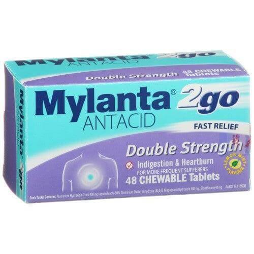 Mylanta 2Go Antacid Double Strength Tablets 48 issues,mylanta,mylanta 2 go