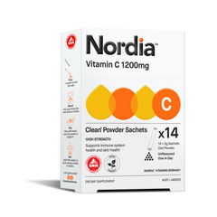 Nordia Vitamin C 1200mg Immune Support Dietary Supplement 14 Sachets Supports Skin and Connective Tissue Health