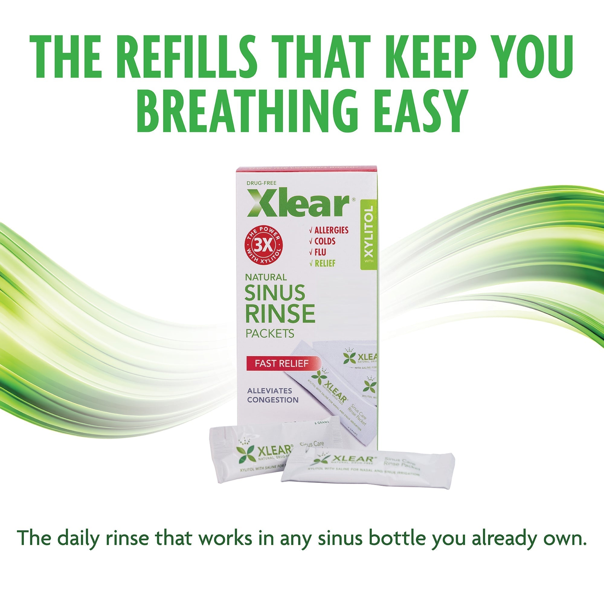 Xlear Sinus Rinse Solution Refills 50 Pack Xylitol Saline