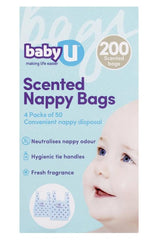 Baby U Nappy Bags 200 Pack baby powder fragrance,issues,Scented Nappy Bags,seal in wetness,Solution For soiled nappies